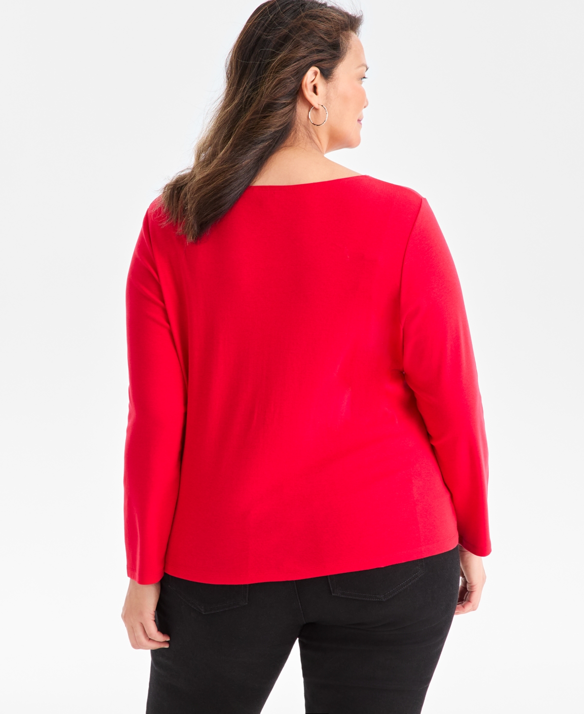Style & Co Plus Size Scoop-Neck Long-Sleeve Top, Exclusively for Macy's