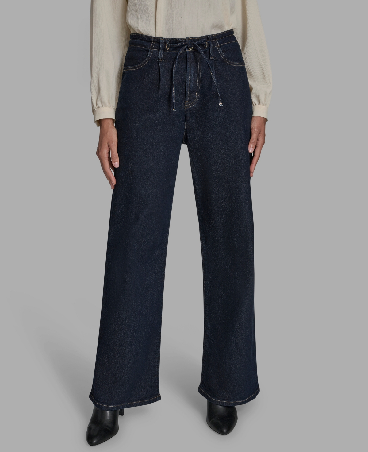 Bcbg Women's Straight-leg Tie-waist Jeans In Blue