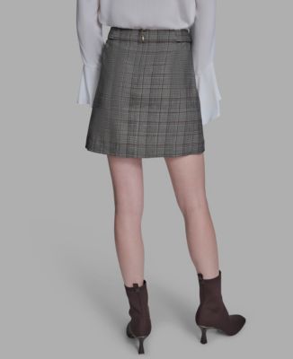 Women's Buttoned Plaid Mini Skirt