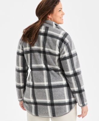 Plus Size  Plaid Quarter-Zip Long-Sleeve Sweater, Created for Macy's 