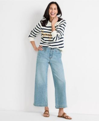 Women's Mid Rise Denim Wide Leg Ankle Jeans