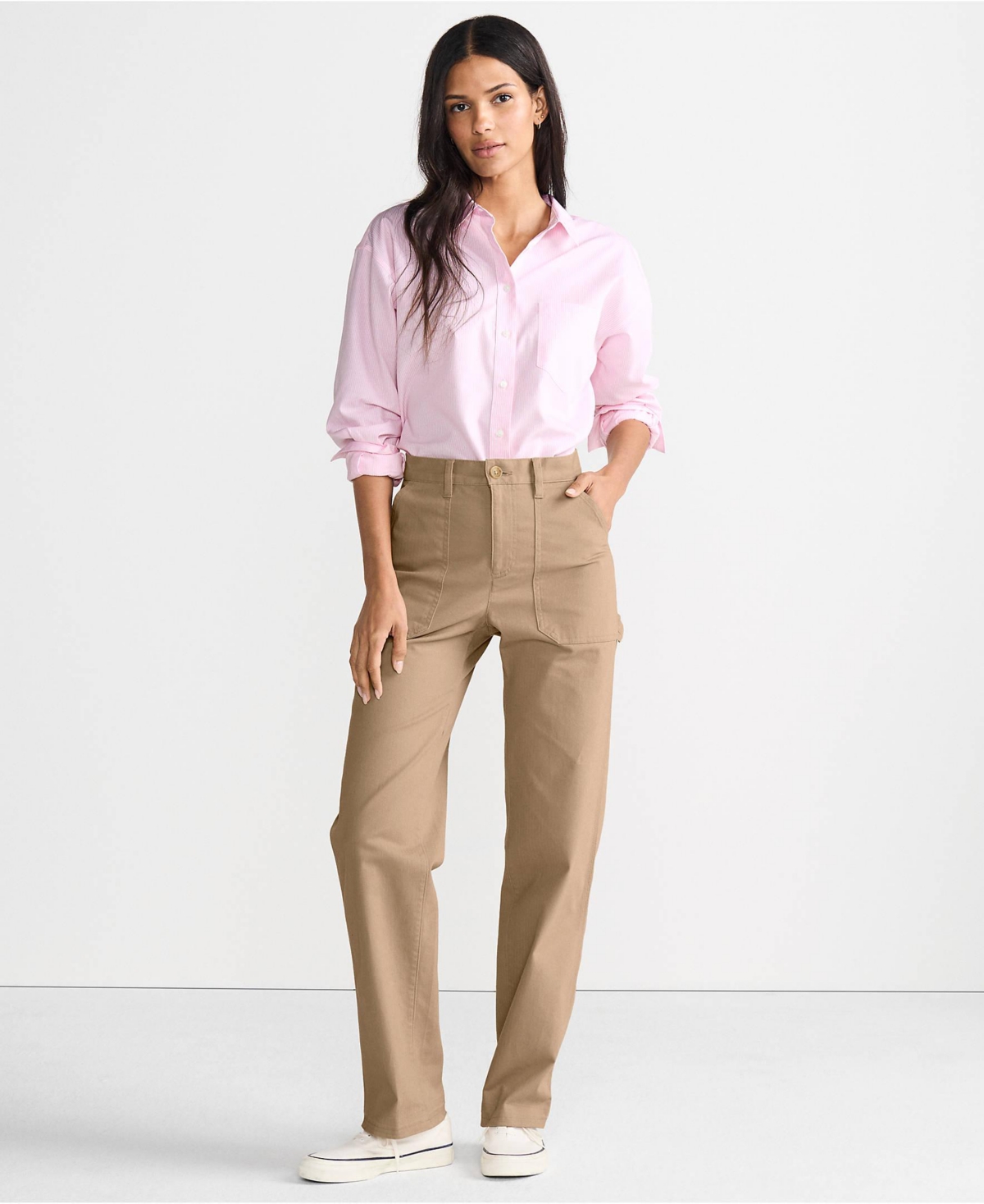 Lands' End Women's Herringbone Chino High Rise Utility Pants