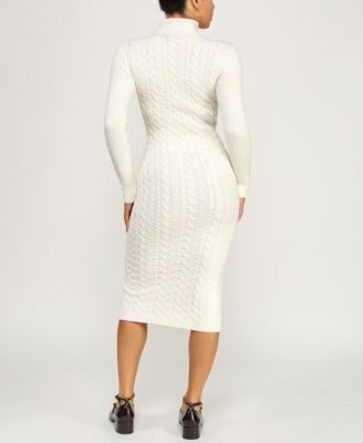 Juniors' Cable Knit Rhinestones Sweater Dress