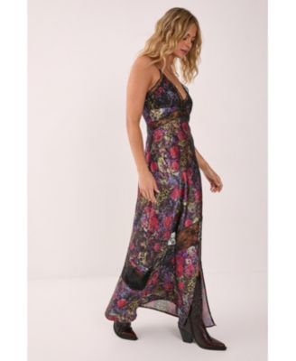 Women's Satin Lace Maxi Slip Dress