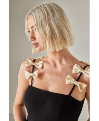 Women's Contrast Bow Tailored Romper Playsuit