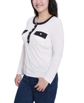 Women's Long Sleeve Contrast Detail Top