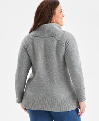 Plus Size Cozy Cowl-Neck Long-Sleeve Sweater, Macy's Exclusive 
