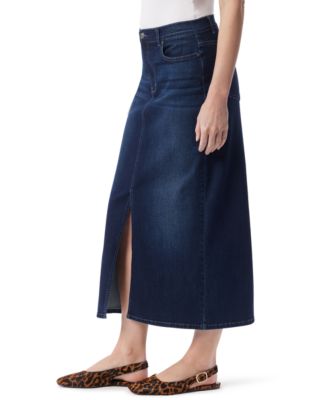 Women's Petite Front-Slit Denim Maxi Skirt