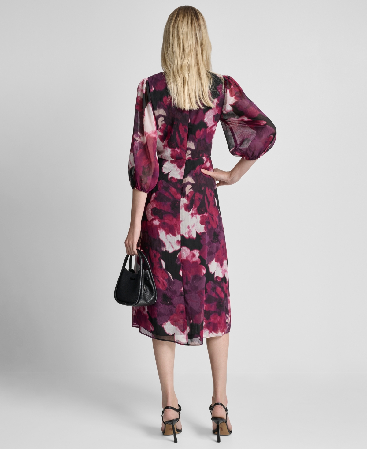 Dkny Petite Surplice Neck Front Knot Midi Dress In Purple