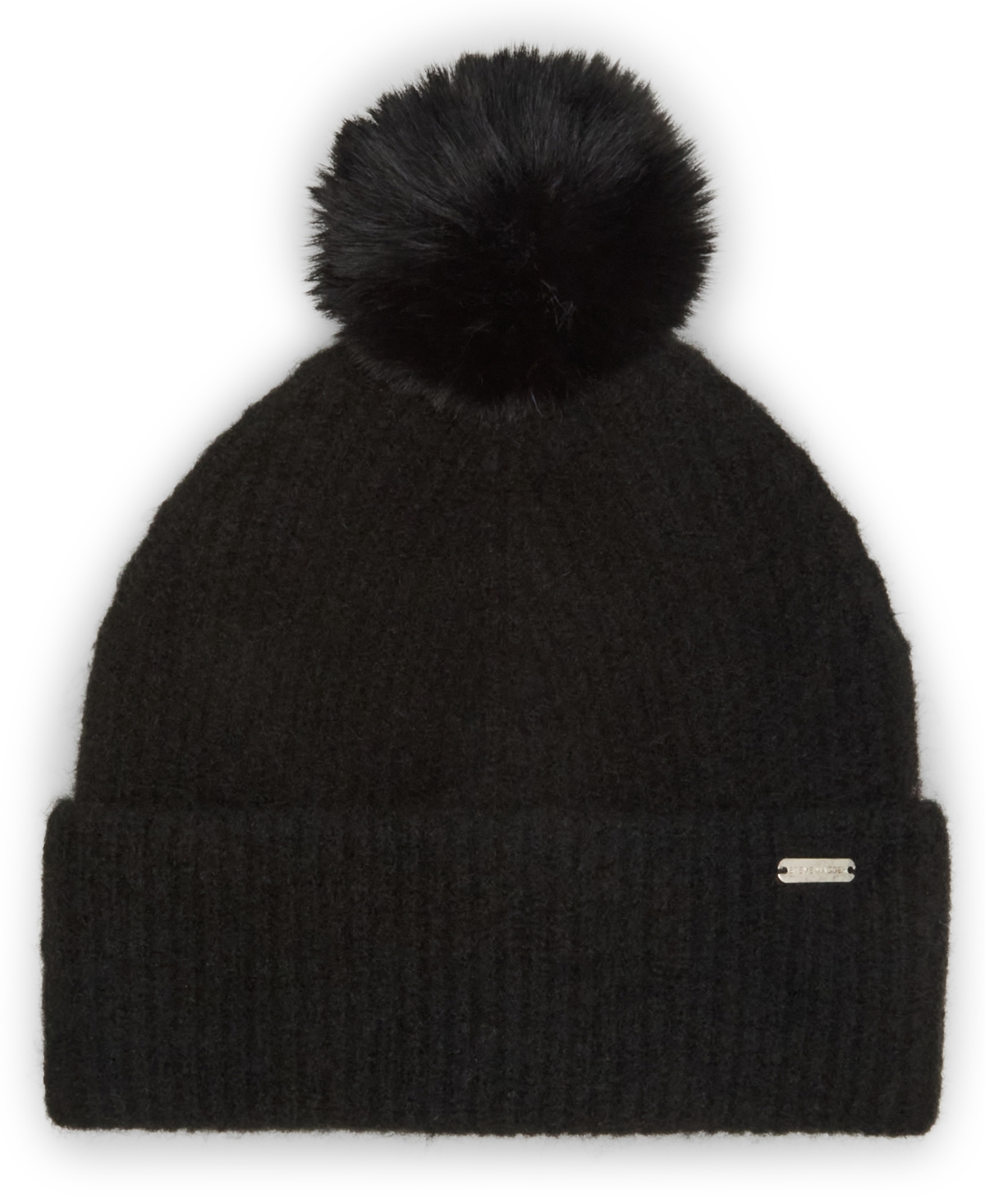 Steve Madden Women's Caught Brushed Fine Rib Knit Beanie In Black
