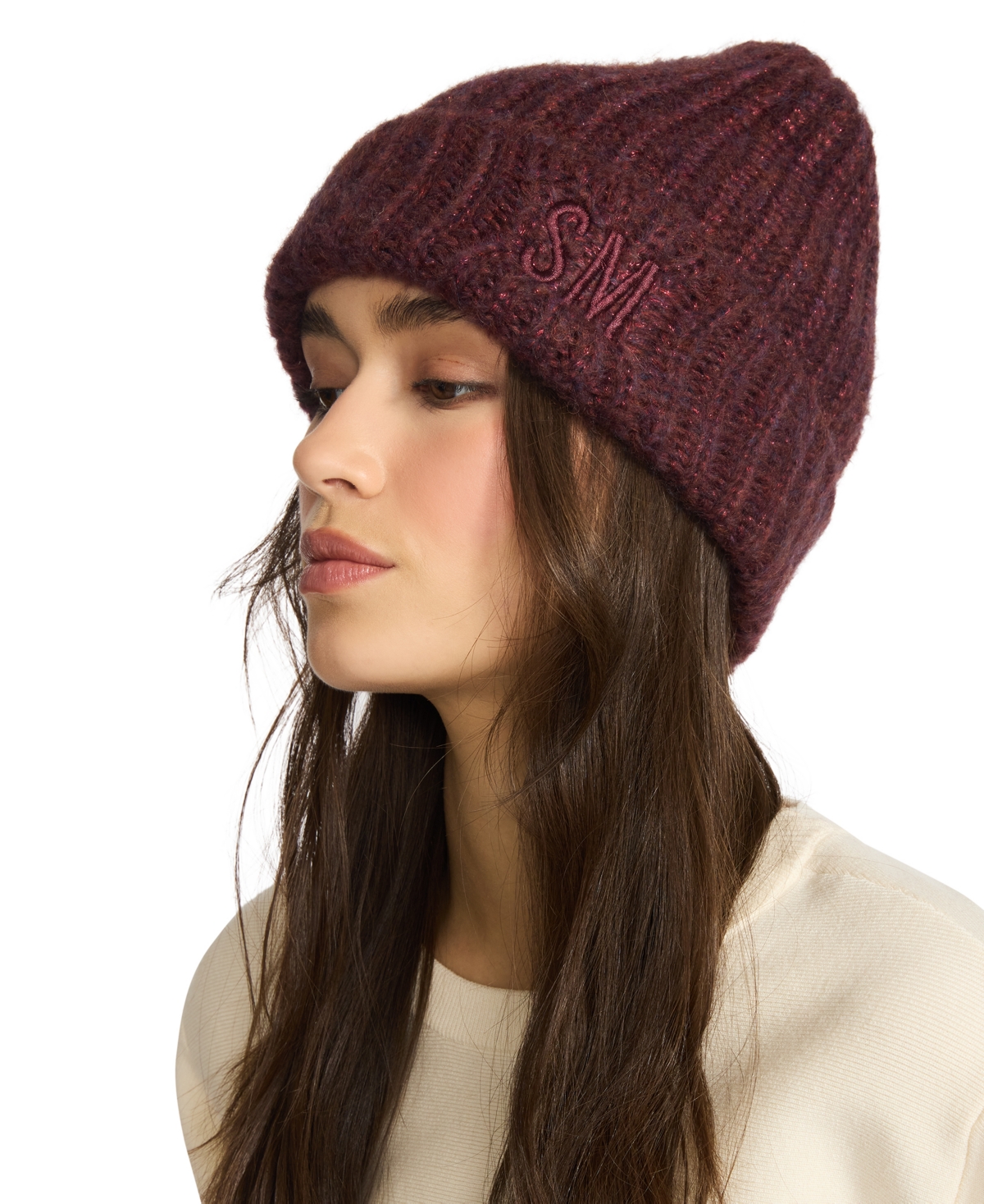 Steve Madden Women's Marled Knit Beanie In Burgundy