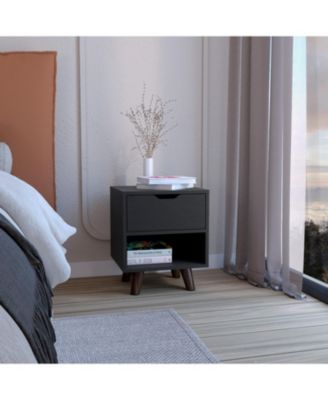 Storage Cabinet NightStand End Table with Wooden Legs