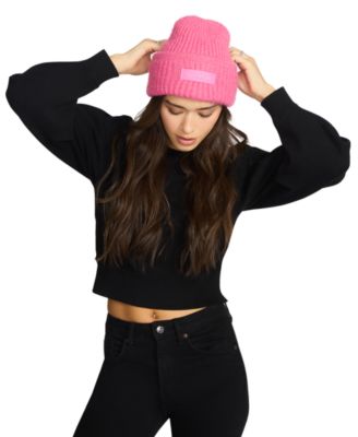 Women's Mixed Knit Tonal Patch Beanie