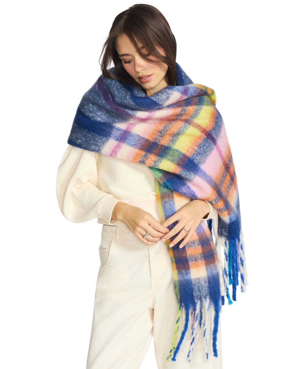 Steve Madden Women's Lofty Fringe Scarf In Blue