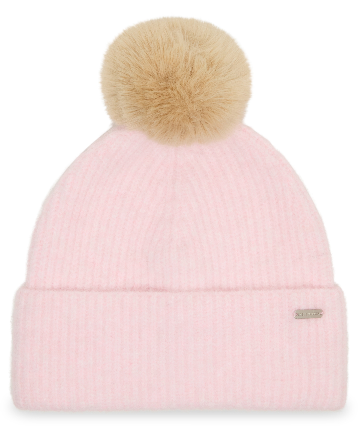 Steve Madden Women's Caught Brushed Fine Rib Knit Beanie In Pink