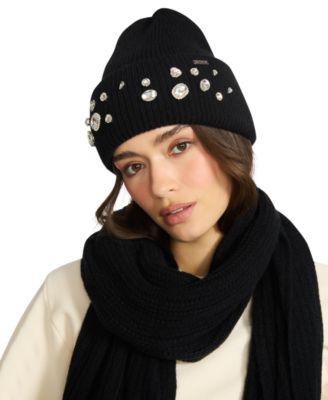 Women's Embellished Beanie and Knit Scarf Holiday Gift Set, 2-Piece