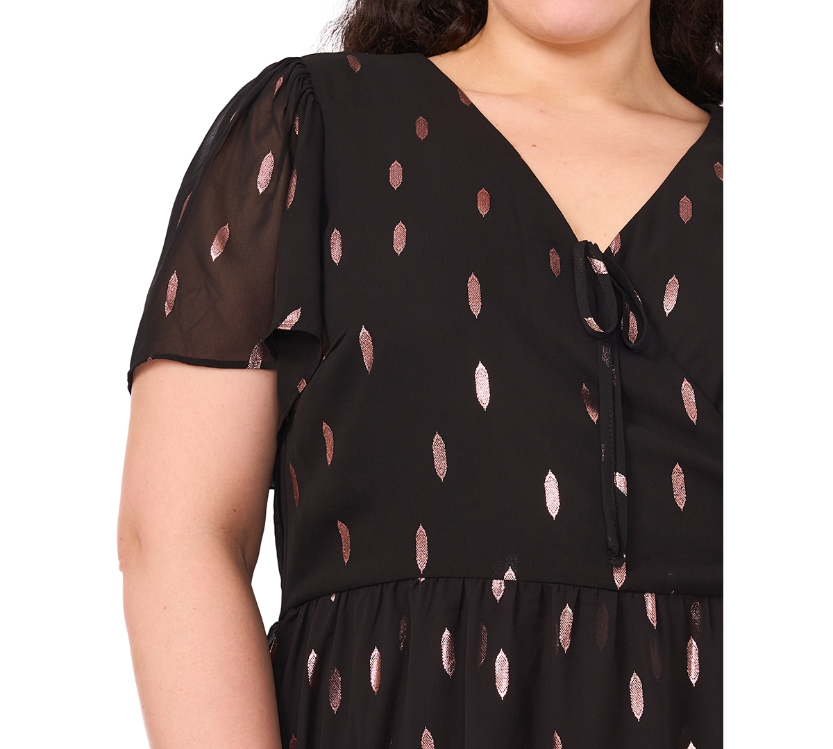 Msk Plus Size Flutter Sleeve Fit And Flare Short Dress In Black