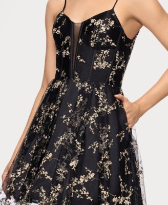 Juniors' Glitter Caviar Party A-Line Short Dress