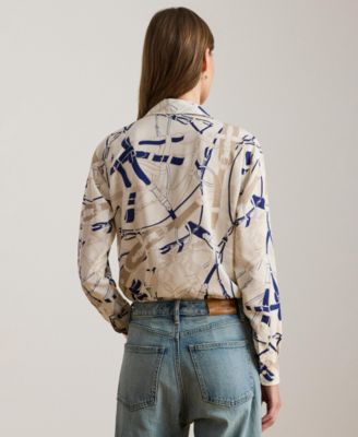 Petite Relaxed-Fit Belting-Print Shirt