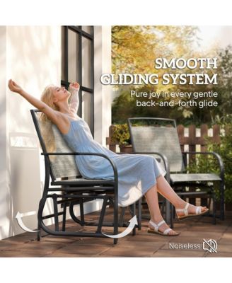 2-Person Outdoor Glider Chair with Table for Garden