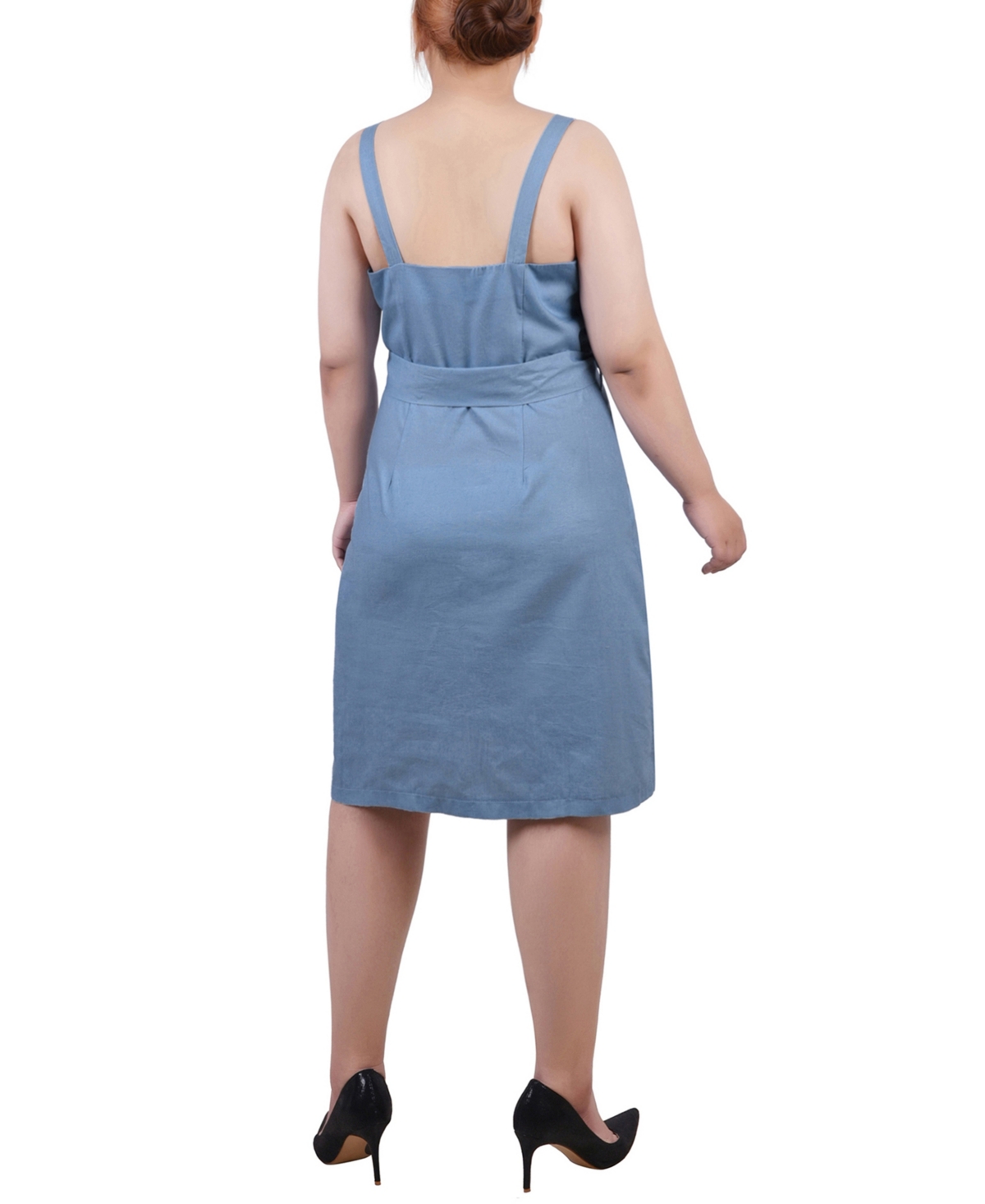 Ny Collection Plus Sweetheart Neck Chambray Sundress