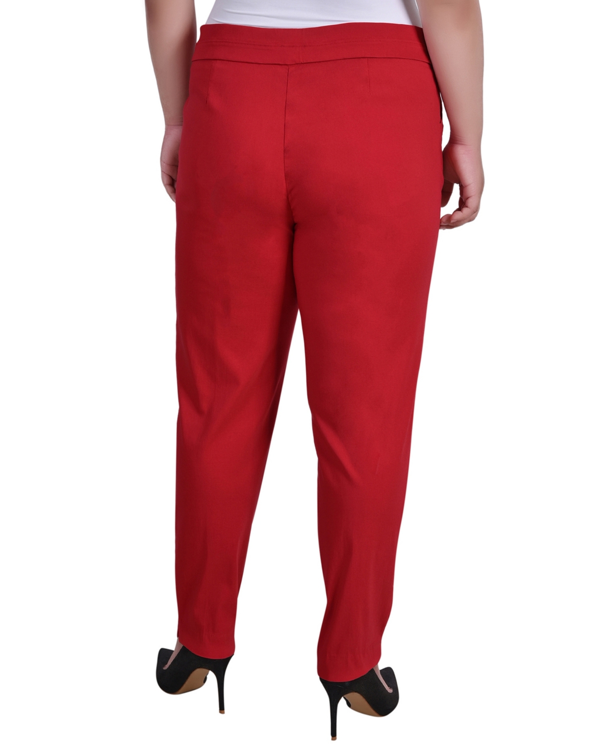 Ny Collection Plus Size Scuba Crepe Ankle Pant In Red