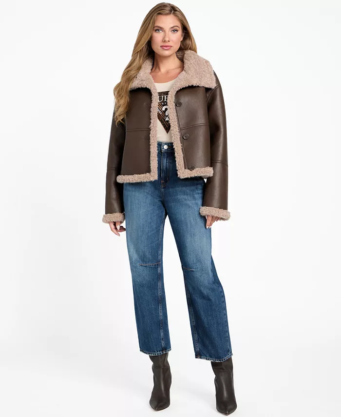 Women's Stand-Collar Faux-Shearling Coat - thumbnail 8
