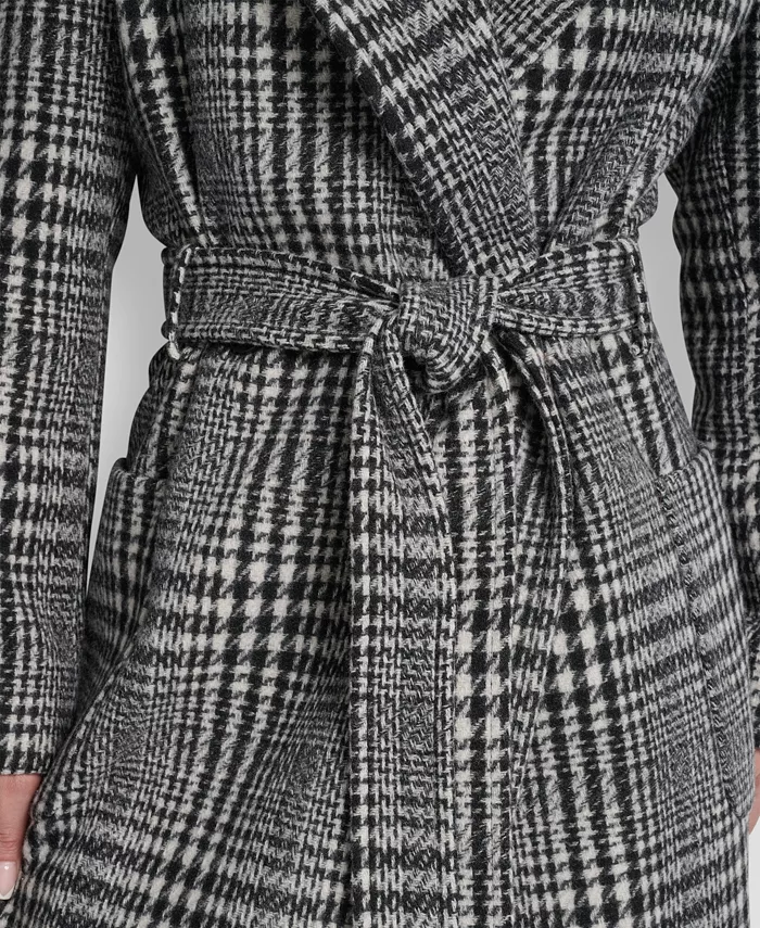 Women's Notch Collar Belted Wrap Coat - thumbnail 7