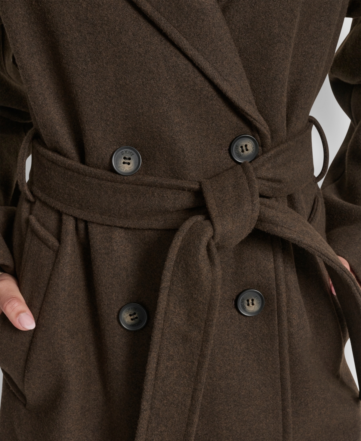 Dkny Women's Belted Notch Collar Coat