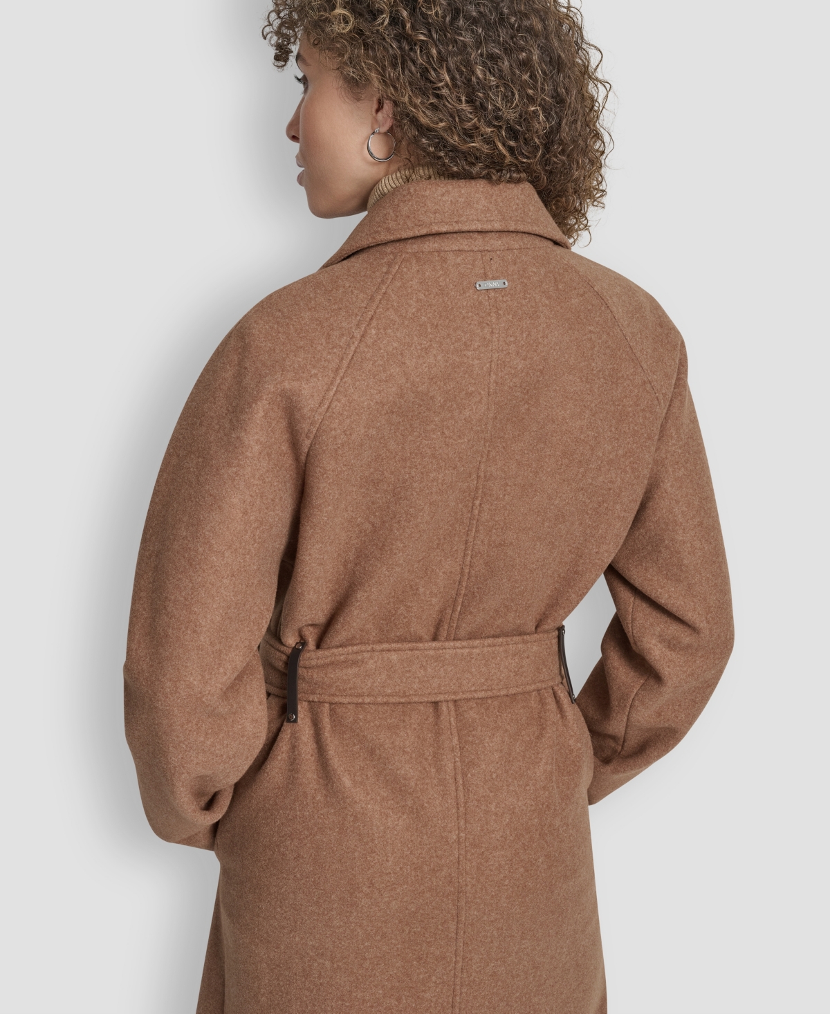 Dkny Womens Belted Notch Collar Coat P Xs Xxl In Brown