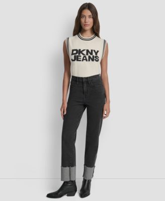 Women's High-Rise Classic Cuffed Straight-Leg Jeans