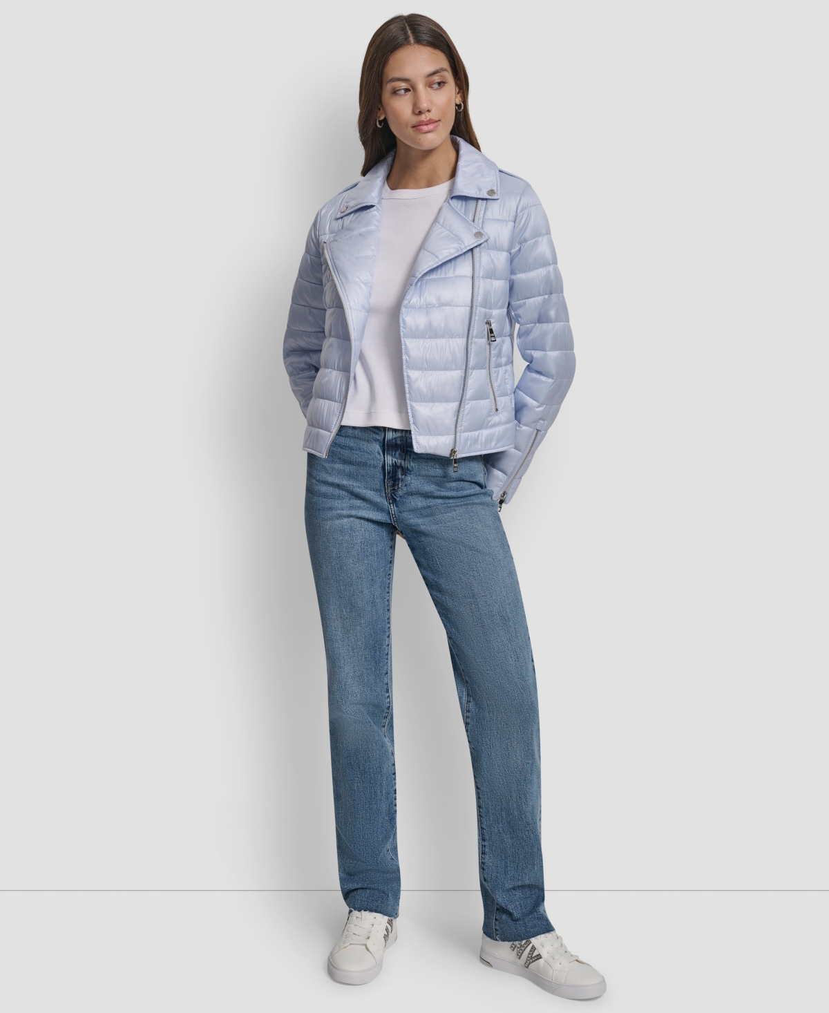 Dkny Jeans Women's Lightweight Zip-front Puffer Jacket In Multi