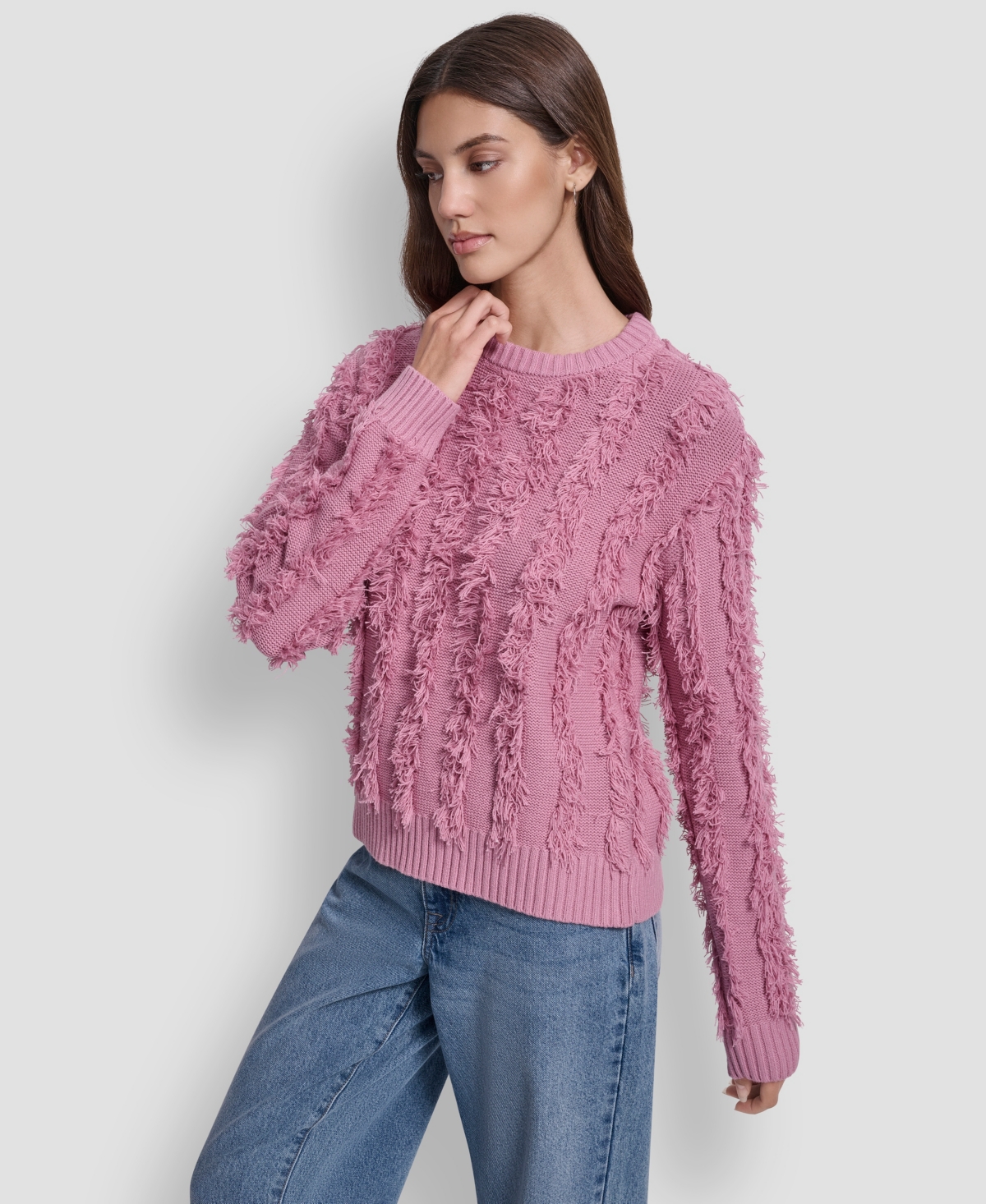 Dkny Jeans Women's Long Sleeves Sweater In Pink