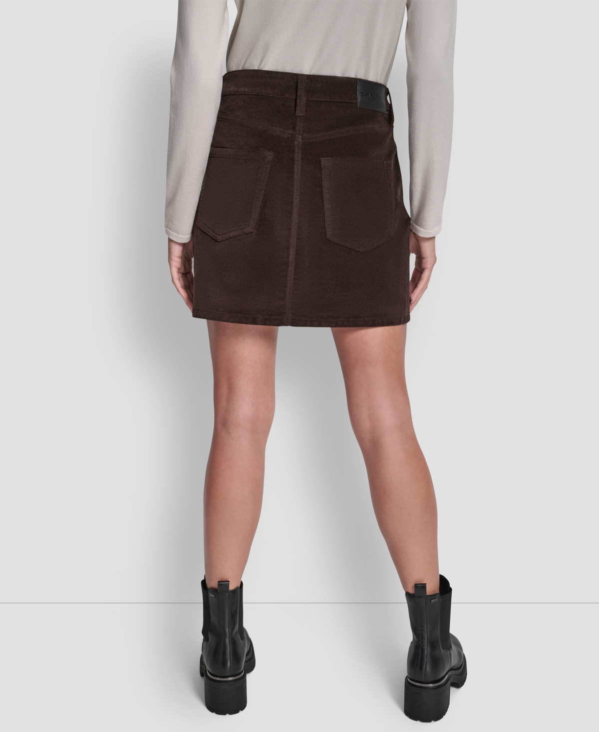 Dkny Jeans Women's High Rise Button Front Mini Skirt In Brown