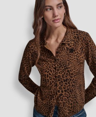 Women's Mini Leopard Print Cardigan Top