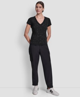 Women's Embellished V-Neck Top