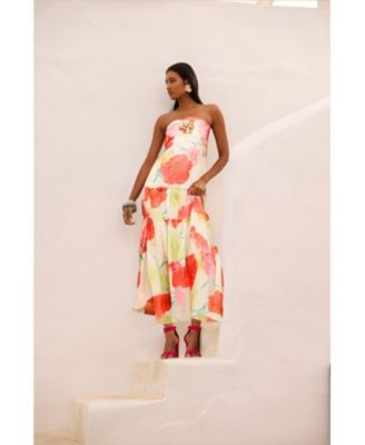 Women's Rosette Detail Halterneck Midi Dress