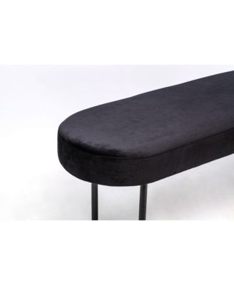 - Metal and Black Velvet Bench Modern Design Style Upholstery Entry
