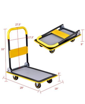 330lbs Folding Platform Cart Dolly Push Hand Truck Moving Warehouse Foldable
