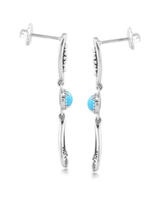 Sterling Silver Sleeping Beauty Turquoise Teardrop Double Loop Gemstone Earrings