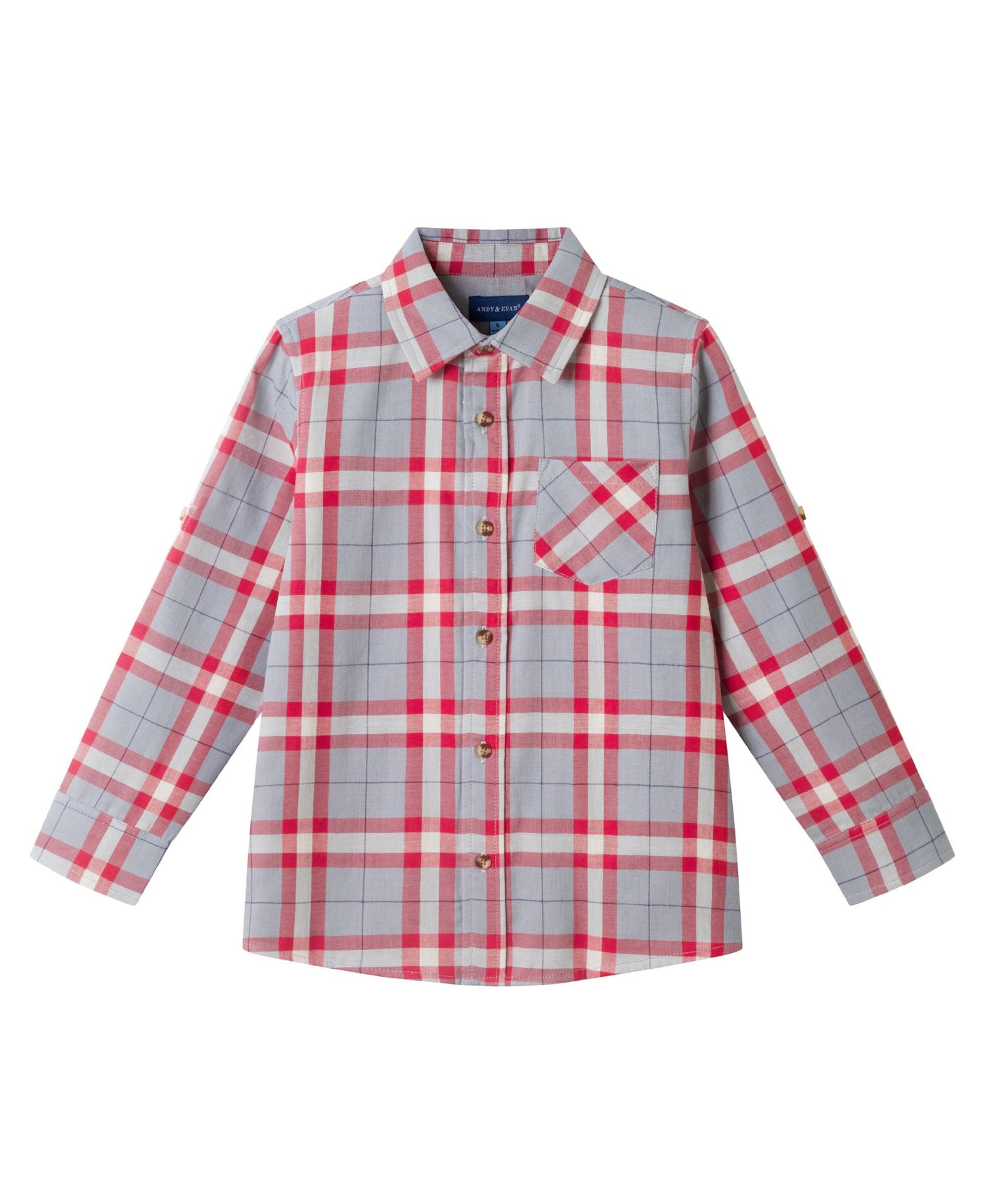 Toddler Boys Toddler/Child Grey/Red Plaid Flannel Buttondown