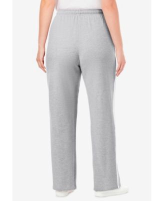 Plus Size Within Better-Fleece Side-Stripe Pull-On Sweatpants