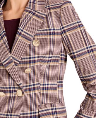 Women's Plaid Double Breasted Blazer