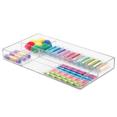 4-Section Stackable Makeup Drawer Organizer - Clear