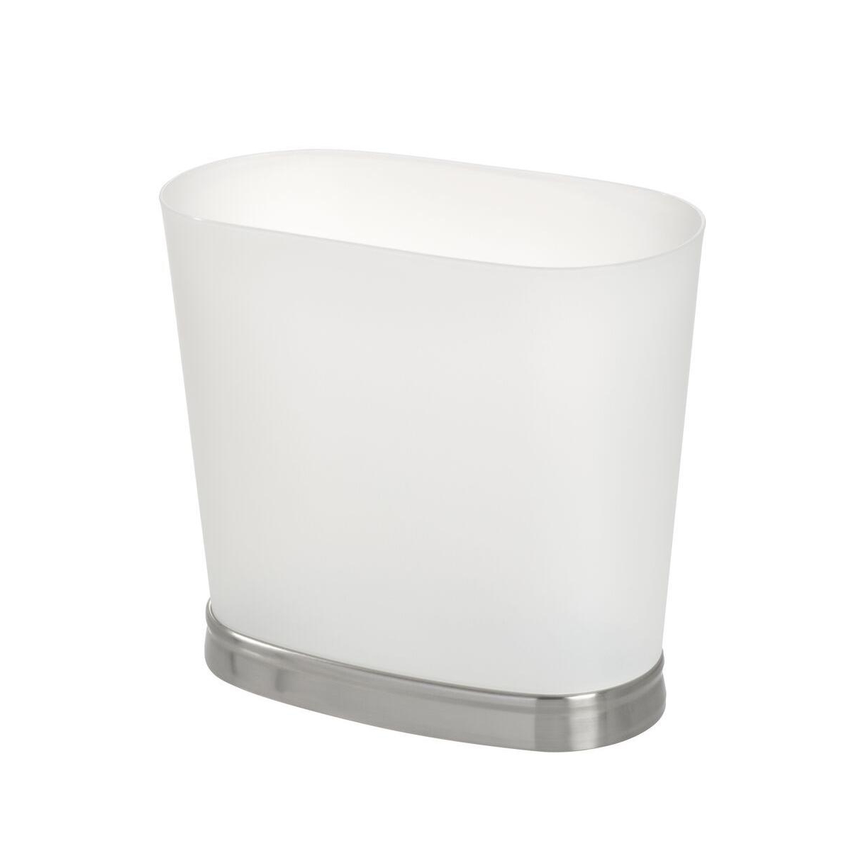 iDesign Small Oval Bathroom Trash Can - Frost/Brushed Nickel - Made in Usa