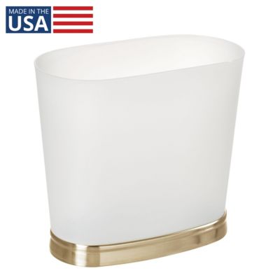 Small Oval Bathroom Trash Can, Set of 2, Frost/Soft Brass, Made in USA