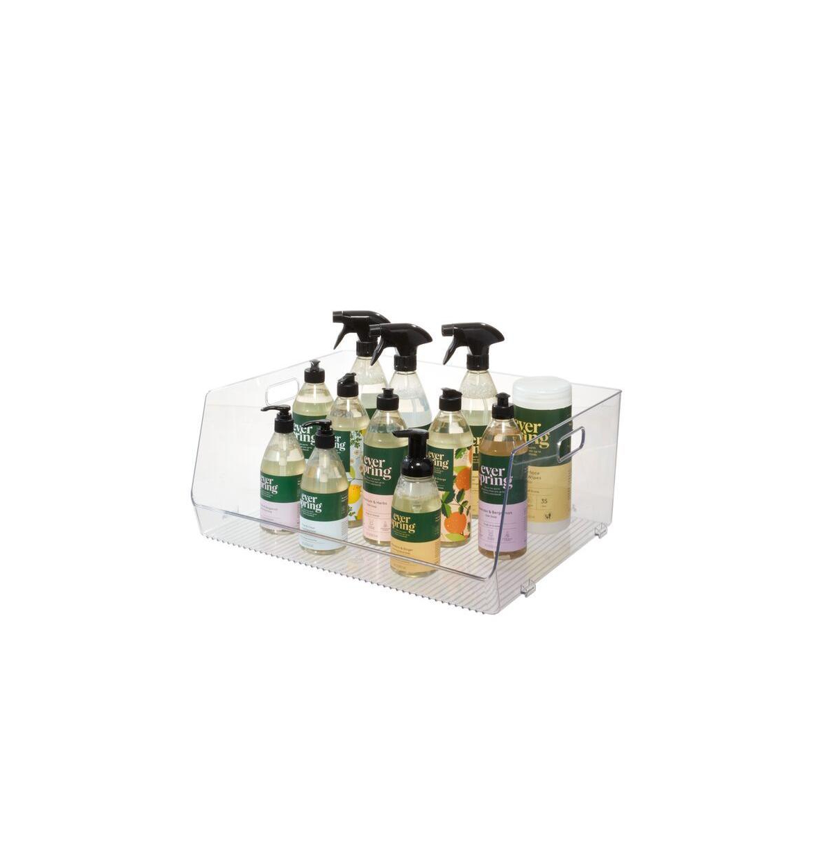 iDesign Stackable Open-Front Storage Bin with Handles - Clear - Made in Usa