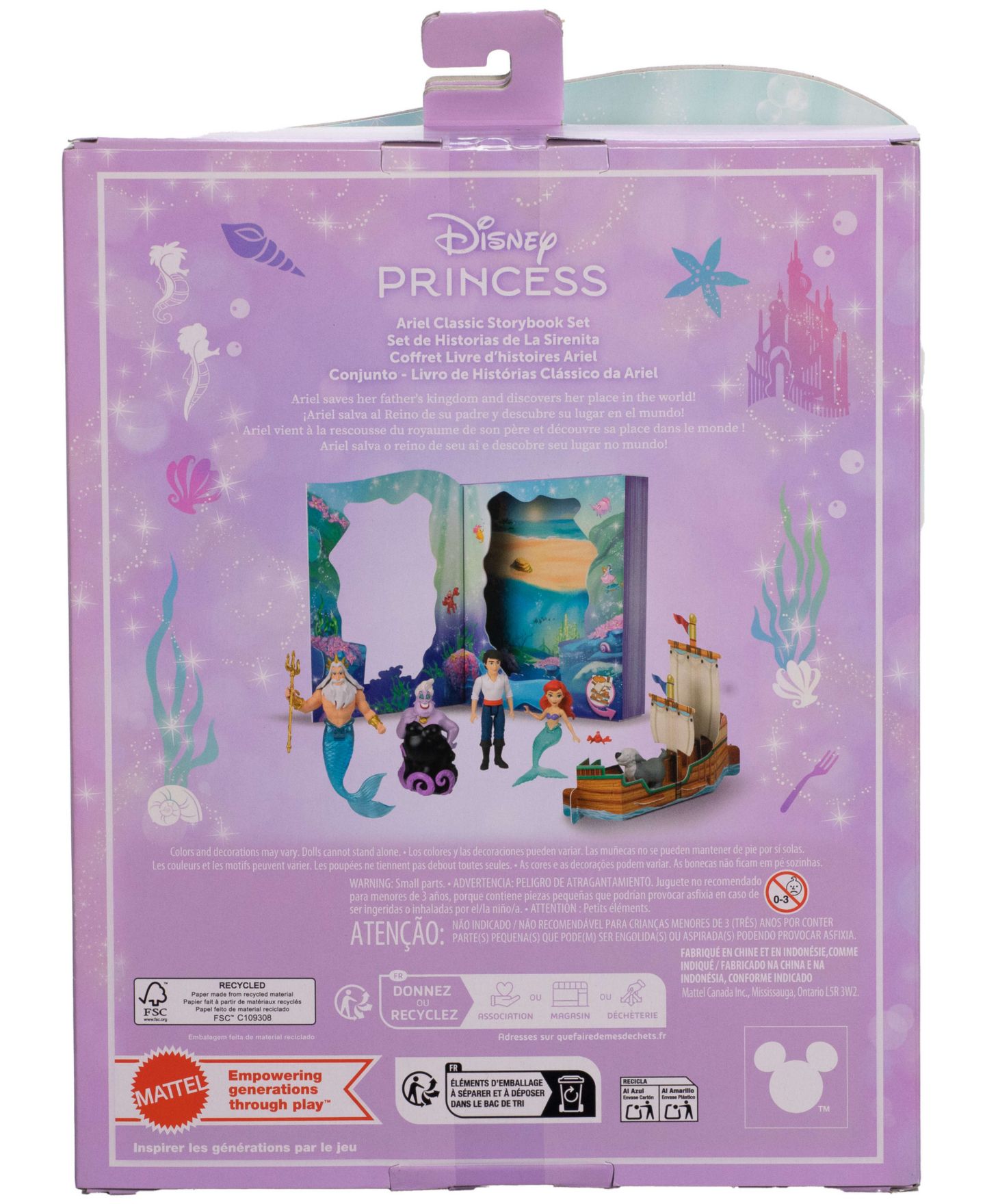 Детские куклы Disney Princess Ariel Storybook-Style Poseable Mini Dolls, Ages 3+ — фото 6