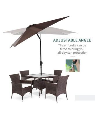 9 Foot Solar LED Patio Umbrella with Tilt and Crank
