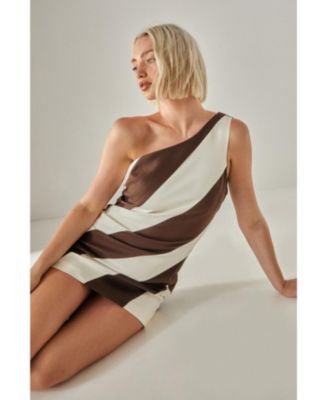 Women's Stripe One Shoulder Tailored Mini Dress